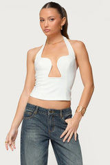 Stassy Abstract Cutout Halter Top