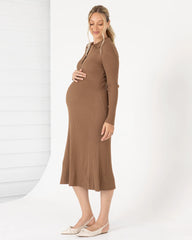 Clara Long Sleeve Knitted Maternity Midi Dress