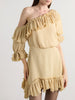Off-the-shoulder ruffled silk-crepon mini dress