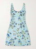 Floral-printed twill mini dress