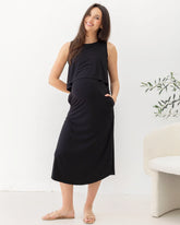 Manon Maternity & Breastfeeding Midi Dress in Black