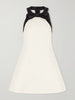 Bow-detailed satin-trimmed wool and silk-blend crepe mini dress