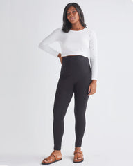 Celia Maternity Long Sleeve Cotton Crop Tee - White