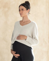 Evelyn Lightweight Cotton Knit Sweater in Wolf White