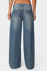 Vyxen Vintage Washed Low Rise Baggy Jeans