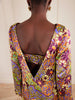Floral-print fringed satin mini dress