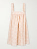 Babydoll printed linen and cotton-blend mini dress