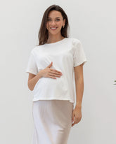 Versatile and Comfortable Maternity Cotton Tee in White