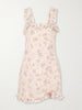 Floral-print silk mini dress