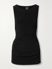Ruched stretch-jersey mini dress
