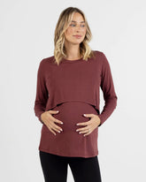 Leonie Maternity/ Nursing Flip Panel Top in Burgundy