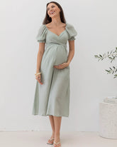 Fabia Reversible Tie Maternity Dress In Mint Green