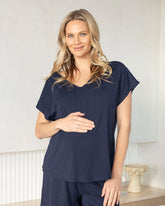 Maternity Loose Fit Swing Top in Navy