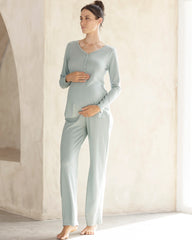 Amira 2-piece Maternity Sleepwear Set in Sea Mist
