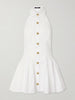 Halterneck cotton-poplin mini dress