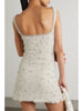 Embellished stretch-tulle mini dress