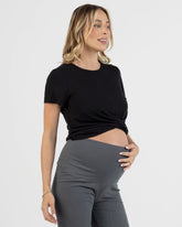 Lara Bamboo Maternity Twist Top in Black