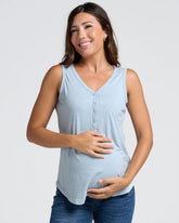 Ivy Maternity Cotton Singlet - Blue