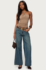 Cielle Wide Strap Gathered Top