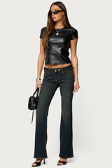 Tez Vintage Washed Low Rise Bootcut Jeans