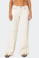 Contrast Stitch Low Rise Baggy Jeans