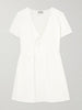 Pintucked tie-detailed organic cotton mini dress