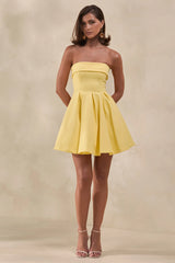 Bruna | Lemon Bandeau Skater Mini Dress