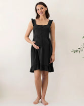 Grace Hospital Birthing Gown/Night Dress with Nursing Access - Black