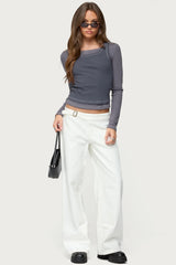 Zane Contrast Layered Long Sleeve Top