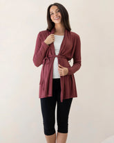 Maternity Bamboo Belted Cardigan in Burgundy
