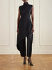 Asymmetric wool-blend gabardine turtleneck mini dress