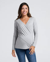 Maternity & Nursing Long Sleeve Top - Grey