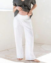 Giulia Maternity Linen Pants in White