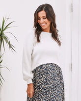 Sylvie Luxury Maternity Knitted Cropped Jumper- Off White