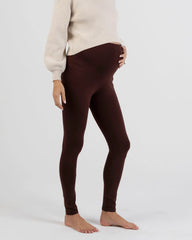 Cotton Maternity Leggings In Chocolate Brown