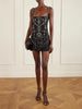Crystal-embellished beaded mesh mini dress