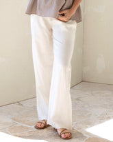 Blanche Maternity Herringbone Linen Pants in Ivory