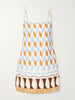 Valencia printed fringed linen mini dress
