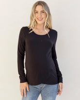 Annie Maternity/ Nursing Soft Nursing Top In Black