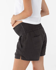Maternity Summer Drawstring Black Shorts