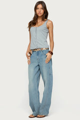 Gwenne Pointelle Button Up Tank Top