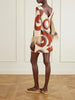 Kyra Sabra feather-trimmed printed crepe mini dress