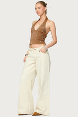 Contrast Stitch Low Rise Baggy Jeans