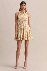 Paulie | Lemon Rose Print Poplin Skater Mini Dress