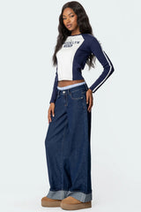 Striped Boxer Detail Low Rise Baggy Jeans