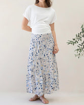 Ellie Shirred Maternity Skirt in Navy Floral Print