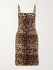 Leopard-print ruched silk-blend mini dress