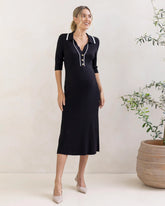 Clara Maternity Midi Knit Dress in Black