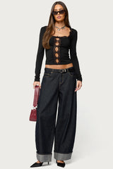 Zeya Lacey Keyhole Top