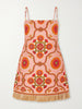 Valencia printed fringed linen mini dress